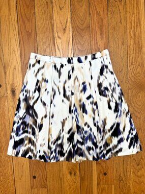 Elie Tahari Printed Pleated A-Line Skirt w Pockets Size 4